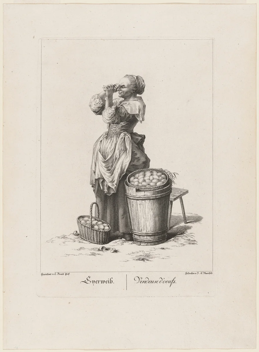 Eyerweib (Egg Seller) by Johann Georg Mansfeld
Johann Christian Brand, print, 1775