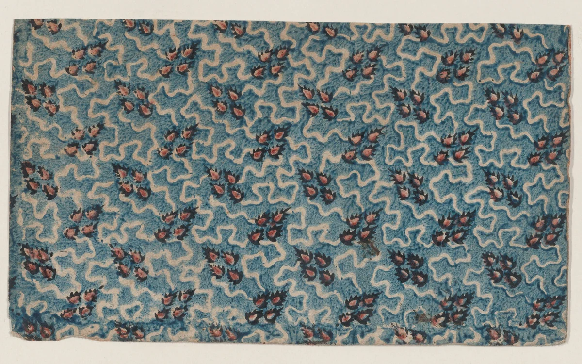 Sheet with overall abstract pattern by anonymous, print, 1800-1900