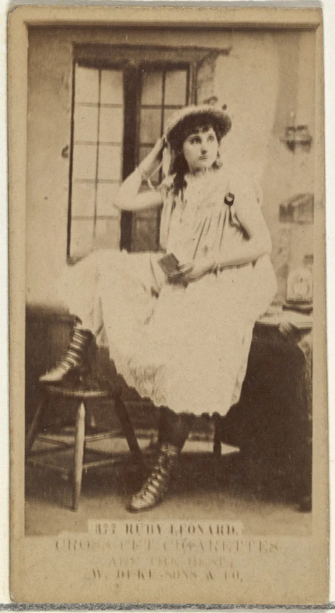 Card Number 377, Ruby Leonard, from the Actors and Actresses series (N145-3) issued by Duke Sons & Co. to promote Cross Cut Cigarettes by W. Duke, Sons & Co., photograph, 1880-1889