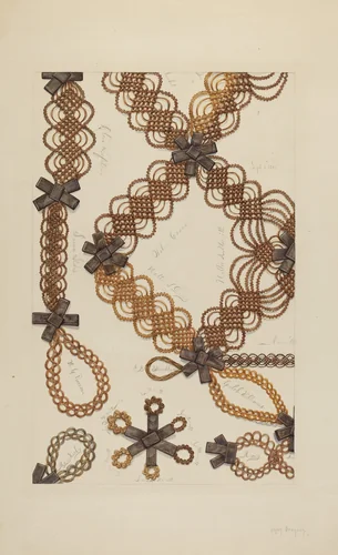 Shaker Hair Wreath by Helen Bronson, index of american design, 1938