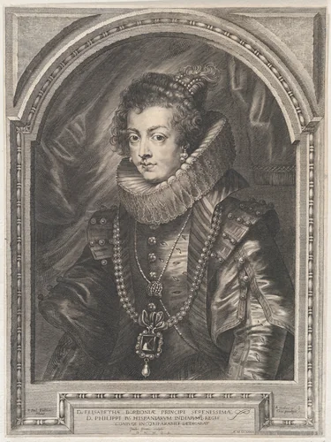 Portrait of Elisabeth of Bourbon, Queen of Spain by Paulus Pontius, print, 1632