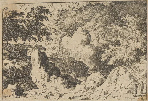 The Three Men on the Rock by Allart van Everdingen, print, 1621-1675