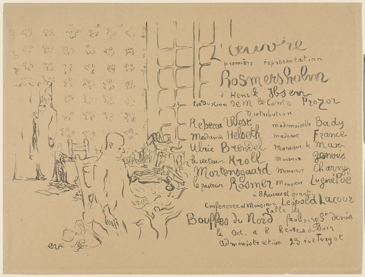 Program for Henrik Ibsen's Rosmersholm by Édouard Vuillard, print, 1893