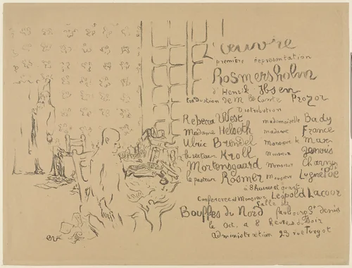 Program for Henrik Ibsen's Rosmersholm by Édouard Vuillard, print, 1893