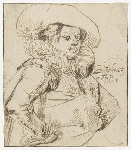 Jonge man, ten halven lijve, driekwart naar rechts (zelfportret?) by Jan Philipsz, drawing, 1628