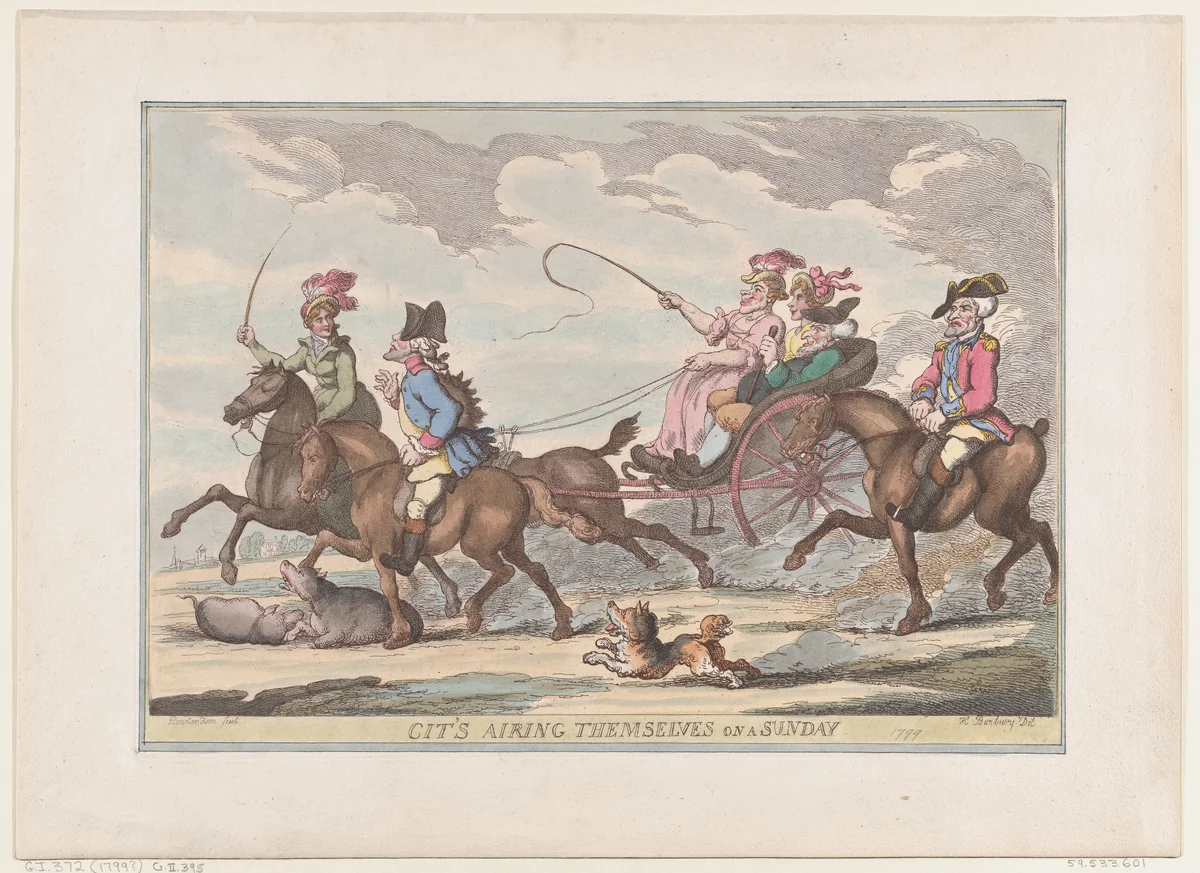 Cit's Airing Themselves On A Sunday by Thomas Rowlandson, print, 1799