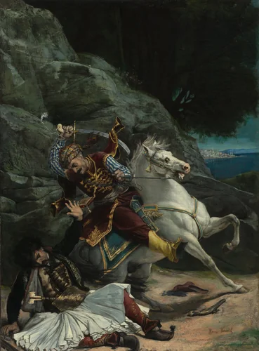 Combat of a Greek and a Turk by Horace Vernet, painting, 1835-1845