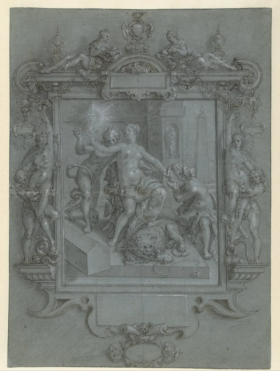 De spiegel der deugd by Cornelis Ketel, drawing, 1589-1594
