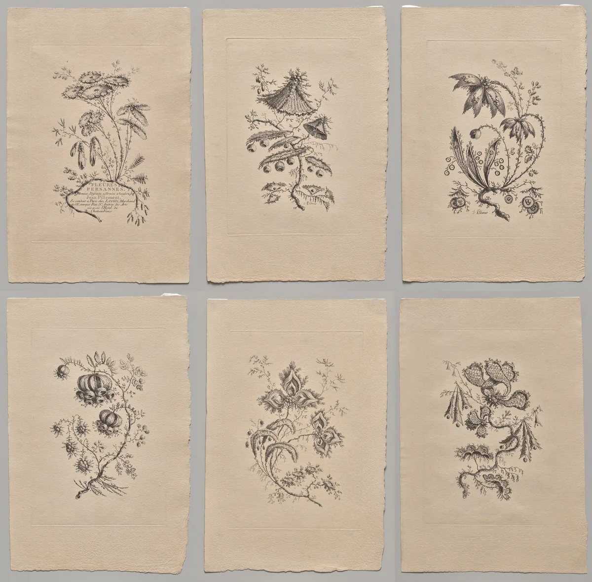 Persian Flowers by Jean Baptiste Pillement, print, 1755