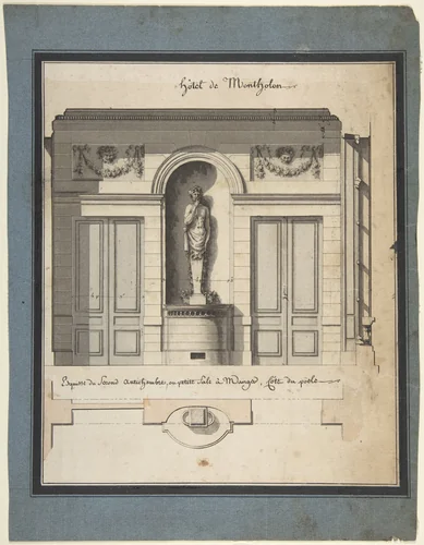 Section and Plan of the Small Dining Room of the Hôtel de Montholon by Jean Jacques Lequeu, drawing, 1785-1786