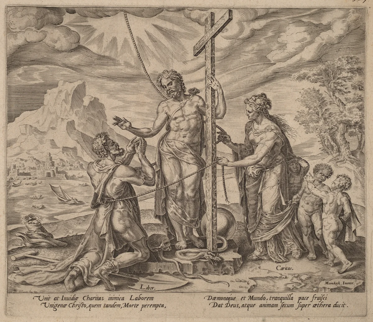 The Diligent Worker United with Christ after Death by Philip Galle, print, 1572