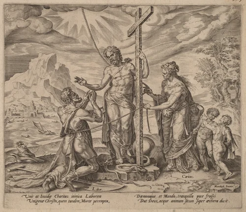 The Diligent Worker United with Christ after Death by Philip Galle, print, 1572