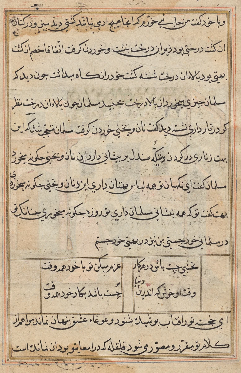 Page from Tales of a Parrot (Tuti-nama): text page by Unknown, painting, 1555-1565