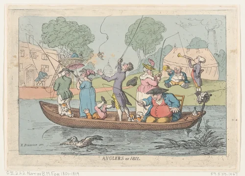 Anglers of 1811 by Thomas Rowlandson, print, 1811