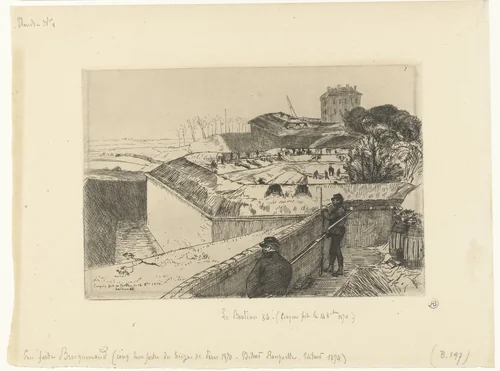 Leger op bastion 84 tijdens beleg van Parijs in 1870 by Félix Bracquemond, print, 1870