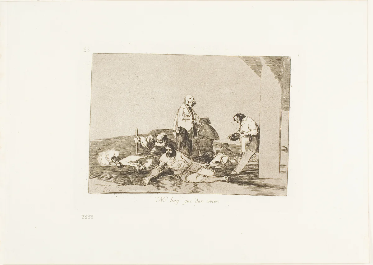 It's no use crying out, plate 58 from The Disasters of War by Francisco José de Goya, print, 1812-1815