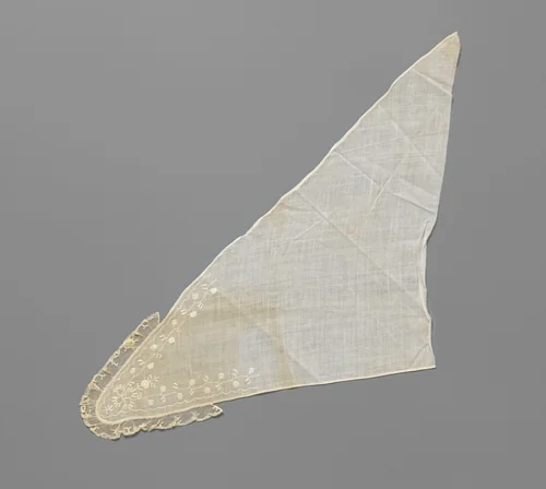 Fichu (deel) van geborduurde batist met kloskant by anonymous, other, 1850