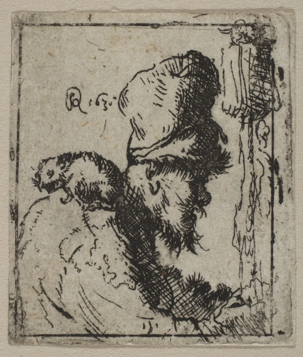 Head of a Rat Catcher by Rembrandt van Rijn, print, 1600-1699