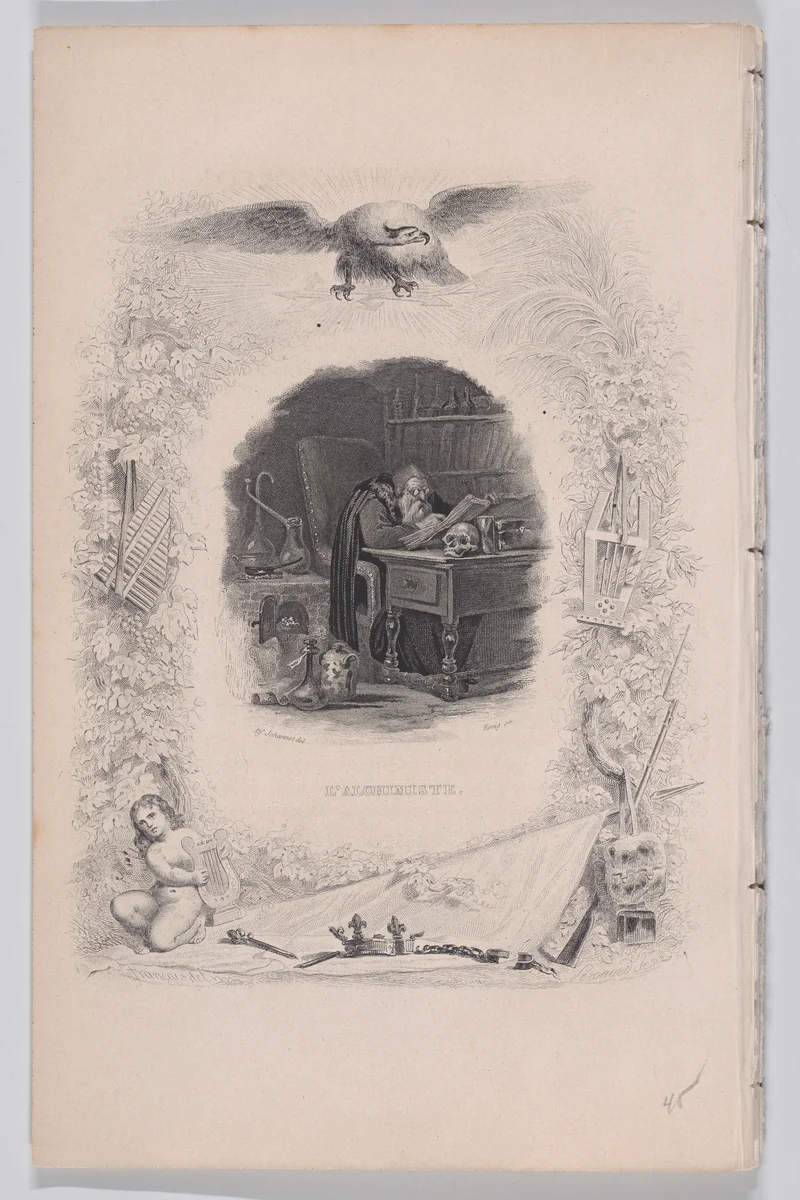 The Alchemist, from "The Songs of Béranger" by Alfred Johannot, print, 1829