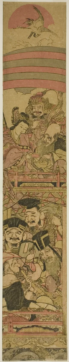 Seven Gods of Good Fortune in a Treasure Ship by Katsukawa Shunsho (勝川 春章), print, 1784-1794