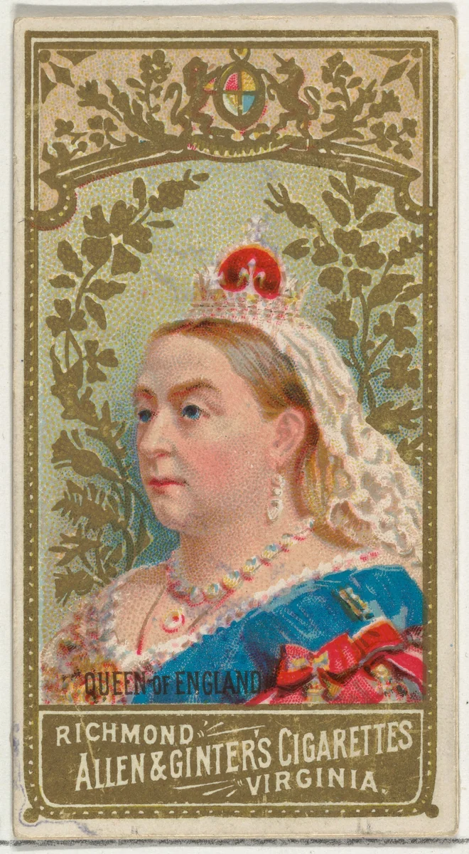 Queen of England, from World's Sovereigns series (N34) for Allen & Ginter Cigarettes by Allen & Ginter, print, 1889