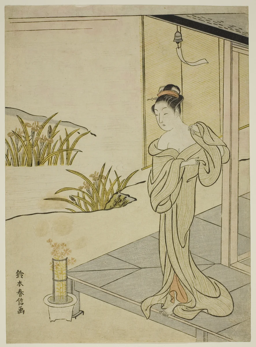 Summer, from the series "New Versions of Flowers of the Four Seasons (Shinpan furyu shiki no hana)" by Suzuki Harunobu (鈴木春信), print, 1762-1770