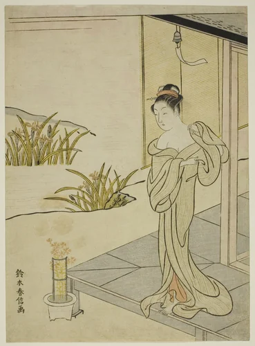 Summer, from the series "New Versions of Flowers of the Four Seasons (Shinpan furyu shiki no hana)" by Suzuki Harunobu (鈴木春信), print, 1762-1770