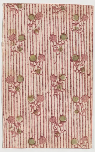 Sheet with overall striped pattern with circles by anonymous, print, 1800-1900