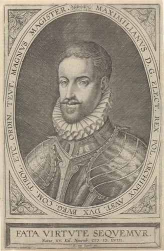 Portret van Maximiliaan III, aartshertog van Oostenrijk by anonymous, print, 1558-1599