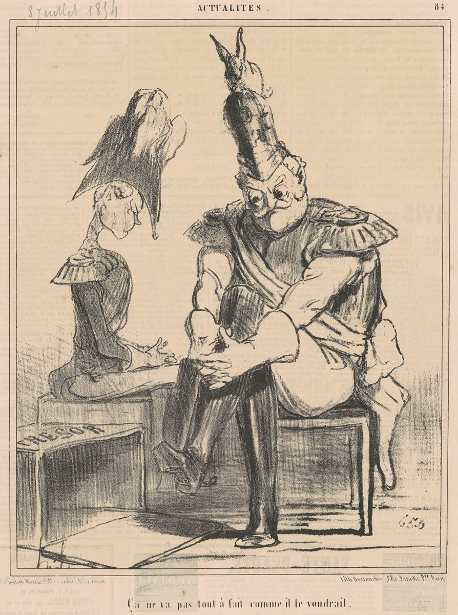 Ca ne va pas ... comme il le voudrait by Honoré Daumier, print, 1854