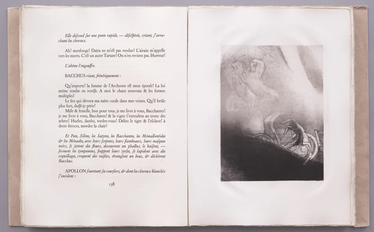 He Falls Head Foremost into the Abyss (Il tombe dans l'abîme, la tête en bas) (plate XV) from La Tentation de Saint-Antoine by Odilon Redon, illustrated book, 1896