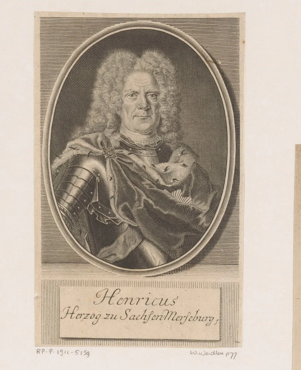 Portret van Heinrich von Sachsen-Merseburg by Johann Martin Bernigeroth, print, 1733