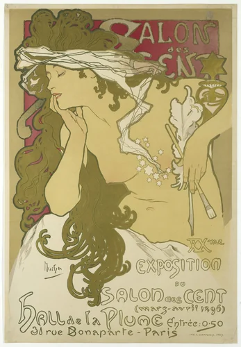 Salon des Cent,  XXme Exposition du Salon des Cent (mars-avril  1896) Hall de la Plume, 31 rue Bonaparte, Paris. by Alfons Maria Mucha, other, 1896