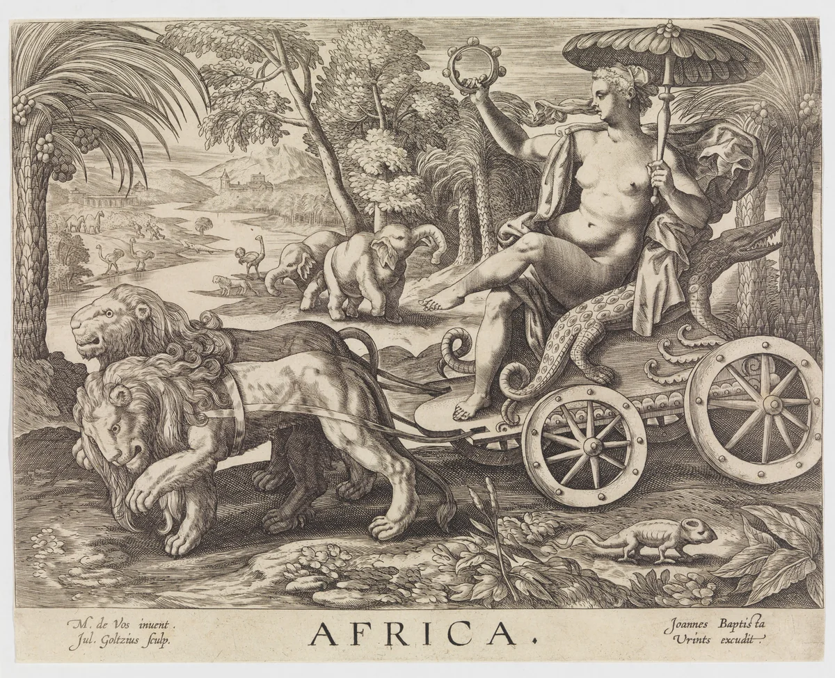 Allegory of Africa, from "The Four Continents" by Julius Goltzius, print, 1555-1565