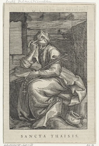 Heilige Thaïs van Alexandrië als kluizenares by Christoffel van Sichem, print, 1644