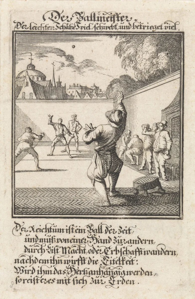 Balspelers by Caspar Luyken, print, 1698