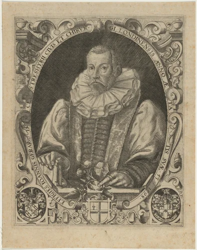 John Gerard, Herbalist by William Rogers, print, 1597