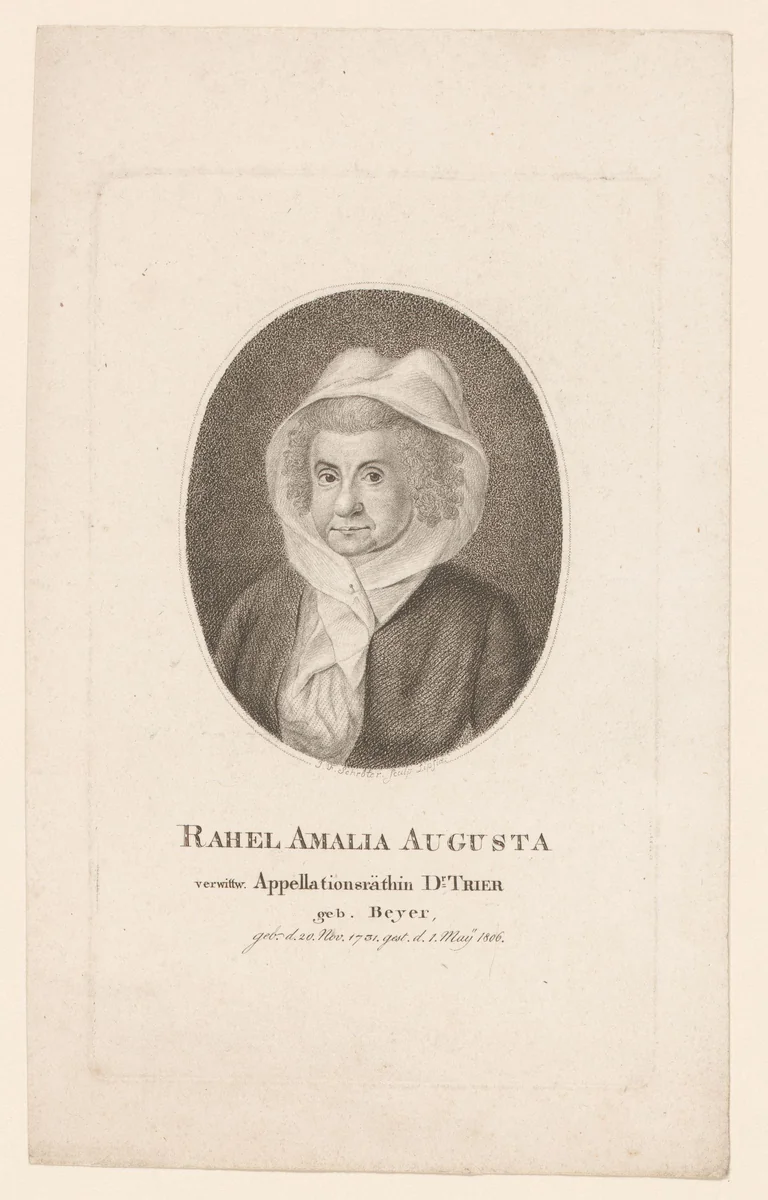 Portret van Rahel Christiana Trier by Johan Friedrich Schrötter, print, 1806-1836