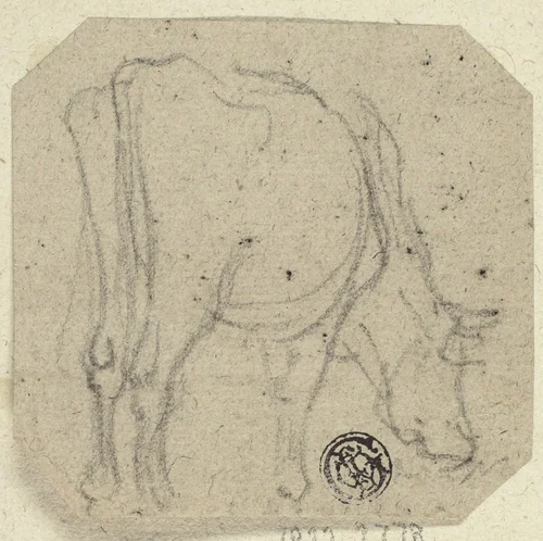 Cow Grazing by Unknown Artist, drawing, 1800-1899