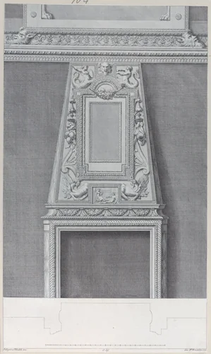 Design of a fireplace by Giovanni Battista Brustolon, print, 1756