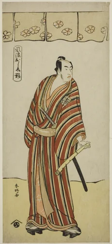 The Actor Matsumoto Koshiro IV as An no Heibei in the Play Edo no Fuji Wakayagi Soga, Performed at the Nakamura Theater in the First Month, 1789 by Katsukawa Shunko, print, 1784-1794