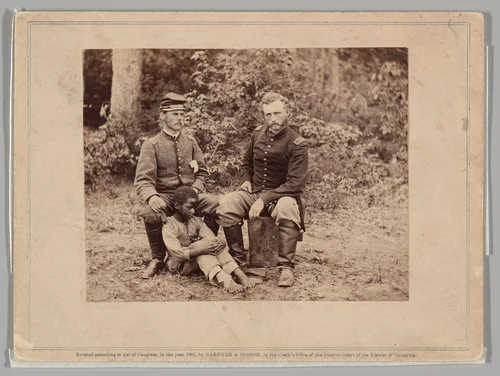 Lieutenant Washington, a Confederate Prisoner, and Capt. Custis [sic] (for Custer) U.S.A. by Alexander Gardner, photograph, 1862