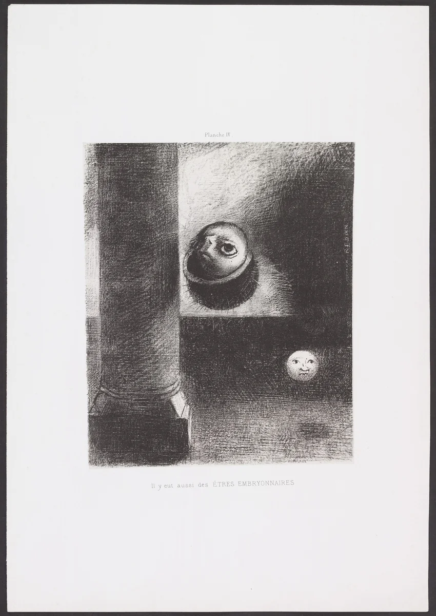 There Were Also Embryonic Beings (Il y eut aussi des êtres embryonnaires) from Homage to Goya (Hommage à Goya) by Odilon Redon, print, 1885