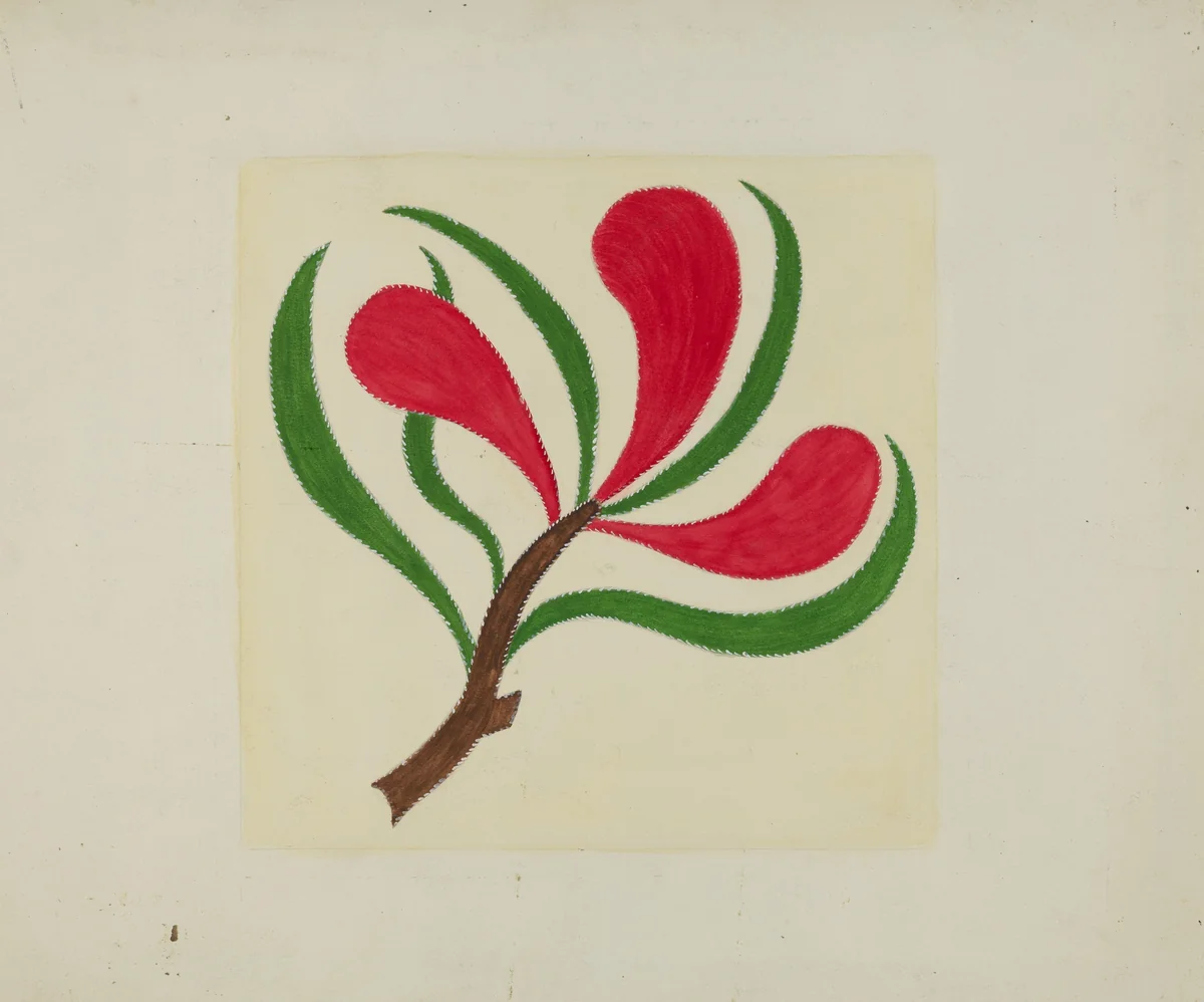 Quilt (One Square) by Cornelius Christoffels; Margaret Linsley, index of american design, 1936