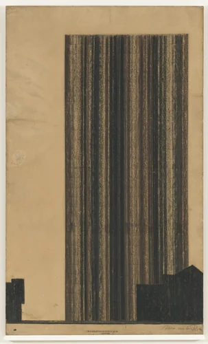 Glass Skyscraper project (Elevation study) by Ludwig Mies van der Rohe, mies van der rohe archive, 1922