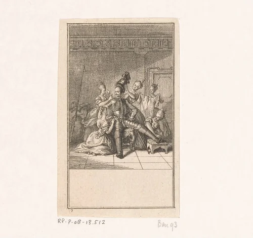 Don Quichot en de zes vrouwen by Daniel Nikolaus Chodowiecki, print, 1770