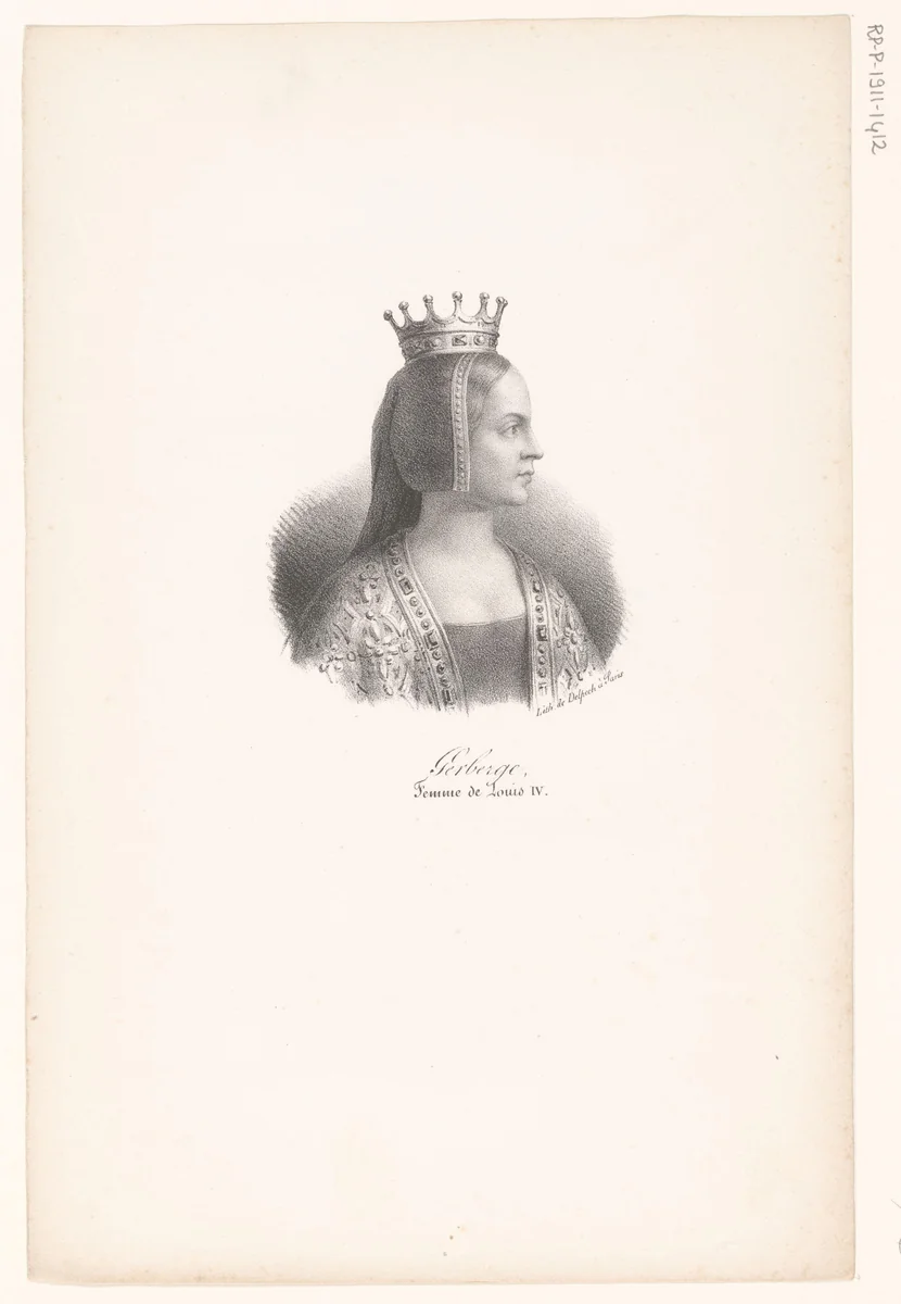 Portret van Gerberga van Saksen by anonymous, print, 1818-1842