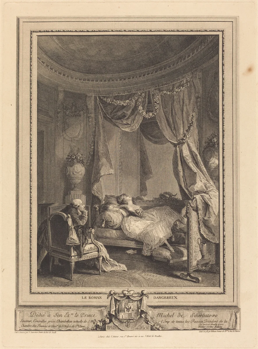 Le roman dangereux by Isidore-Stanislas Helman; Nicolas Lavreince, print, 1781