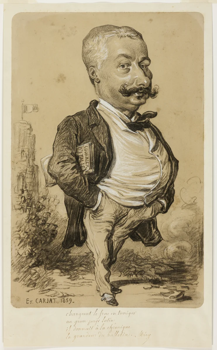 Caricature of a Man by Etienne Carjat, drawing, 1859