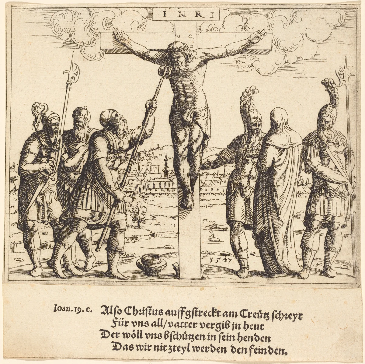 Christ is Given Vinegar to Drink by Augustin Hirschvogel, print, 1547